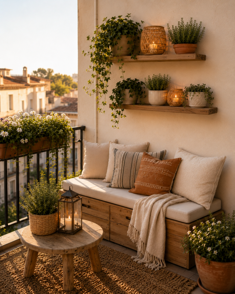 Petite terrasse : 10 idées pour l’aménager avec style etageres terrasse urkalya