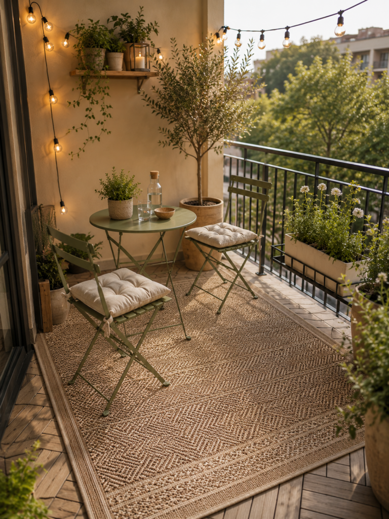 Petite terrasse : 10 idées pour l’aménager avec style tapis terrasse urkalya